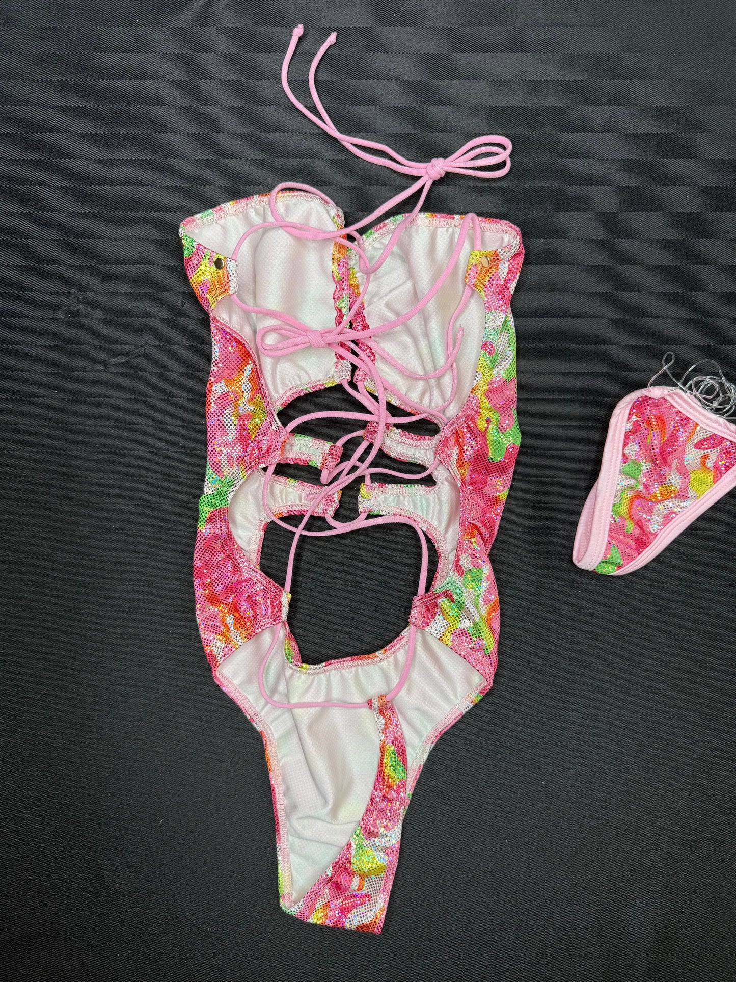 Holographic Camouflage One-Piece Lingerie Outfit