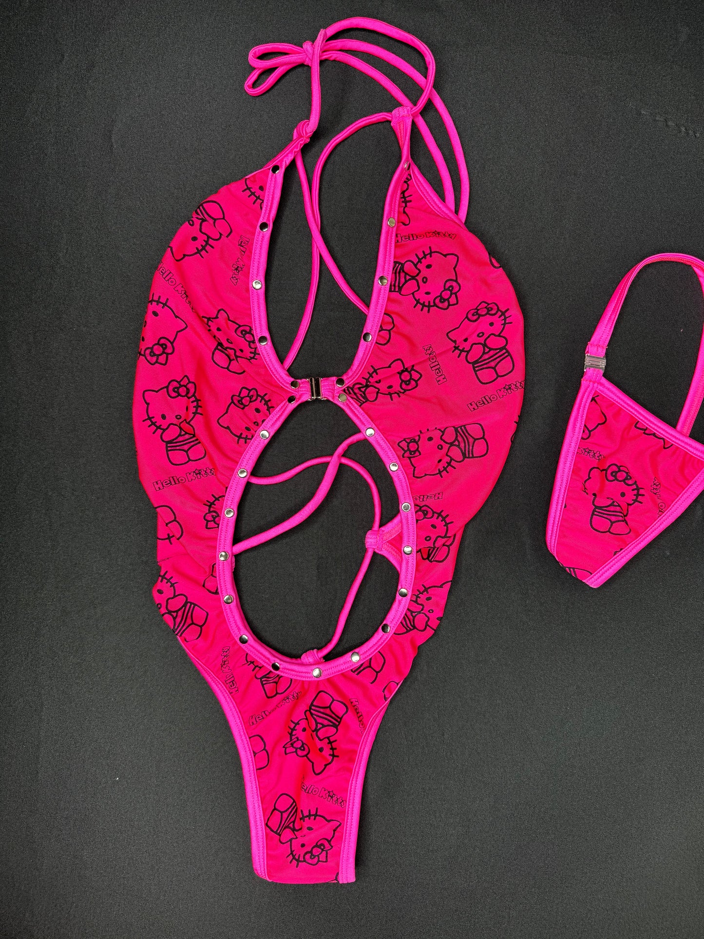 Hot Pink One-Piece Kitty Lingerie Outfit