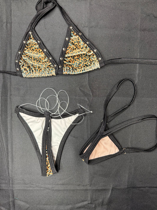 VELVET Cheetah Print Two-Piece Bikini Lingerie Outfit