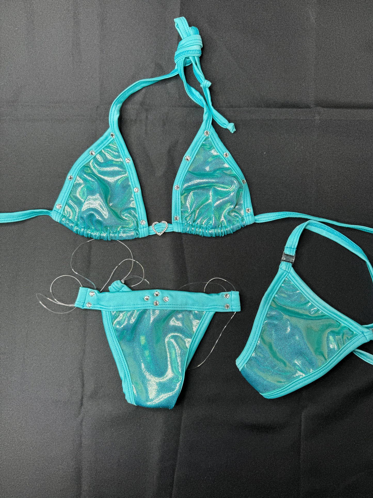 Elegant Cyan Bikini Stripper Outfit