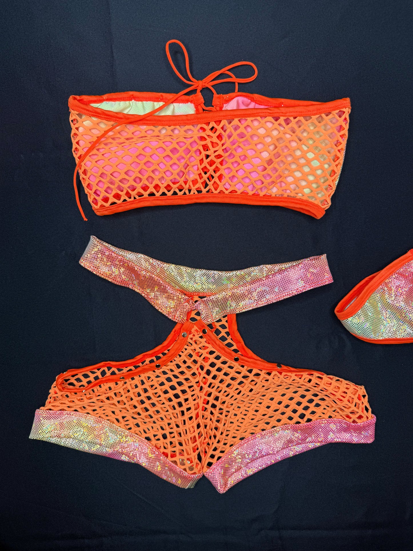 Orange/Yellow Ombré Tube Top/Shorts Two-Piece Lingerie Outfit