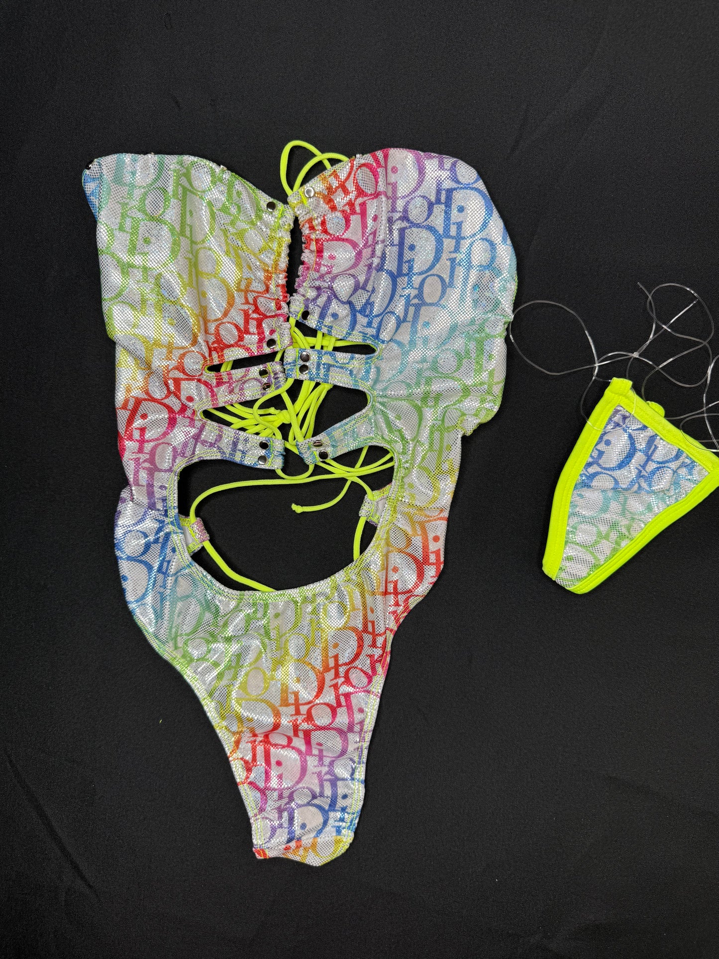 Designer Holographic Rainbow One-Piece Lingerie Outfit