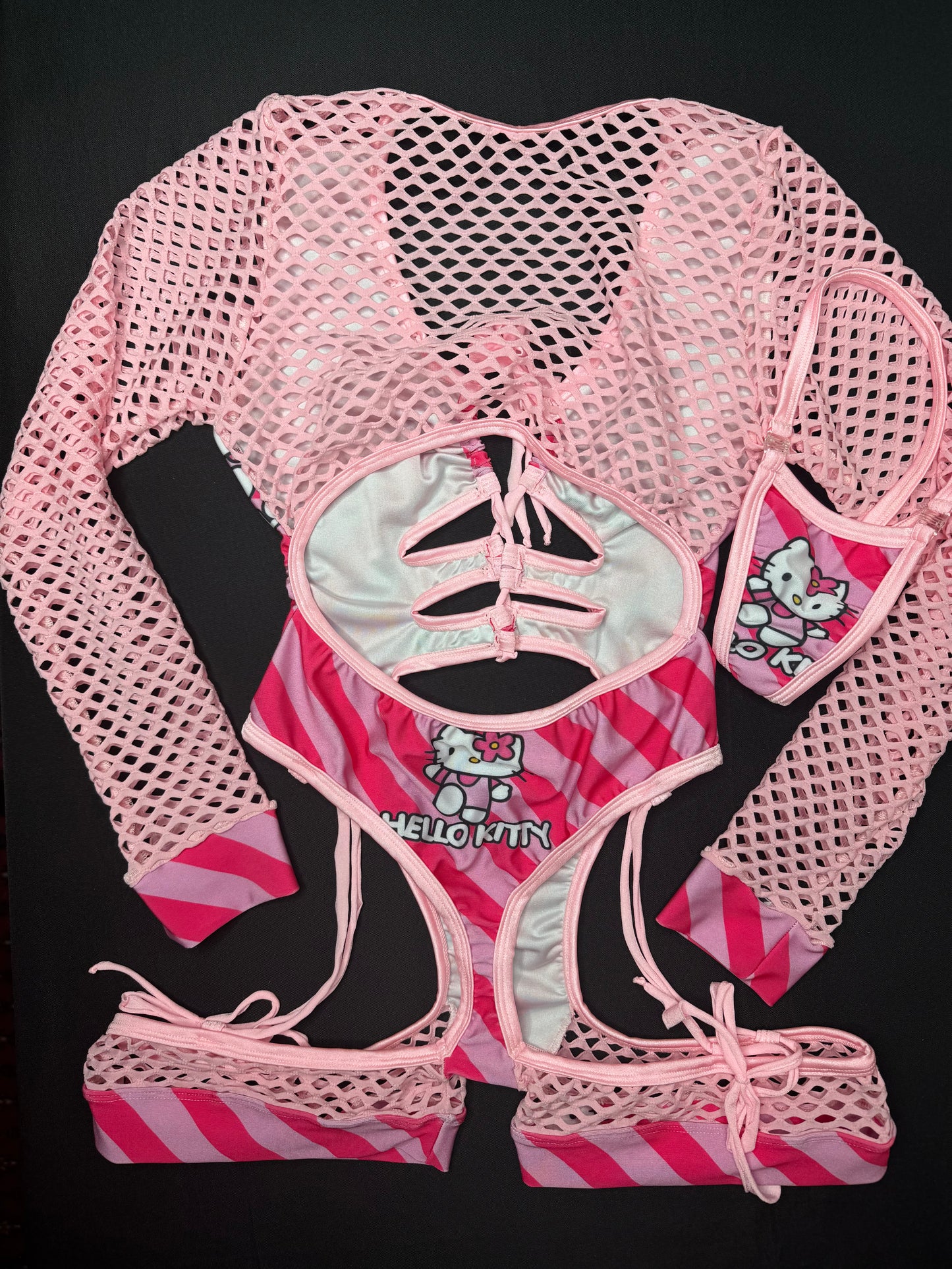 Baby Pink/Pink Kitty One-Piece Romper Lingerie Outfit