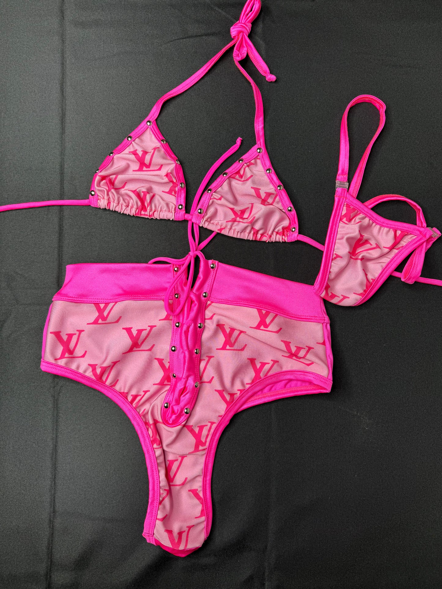 Hot/Baby Pink High Waisted Short Two-Piece Stripper Outfit