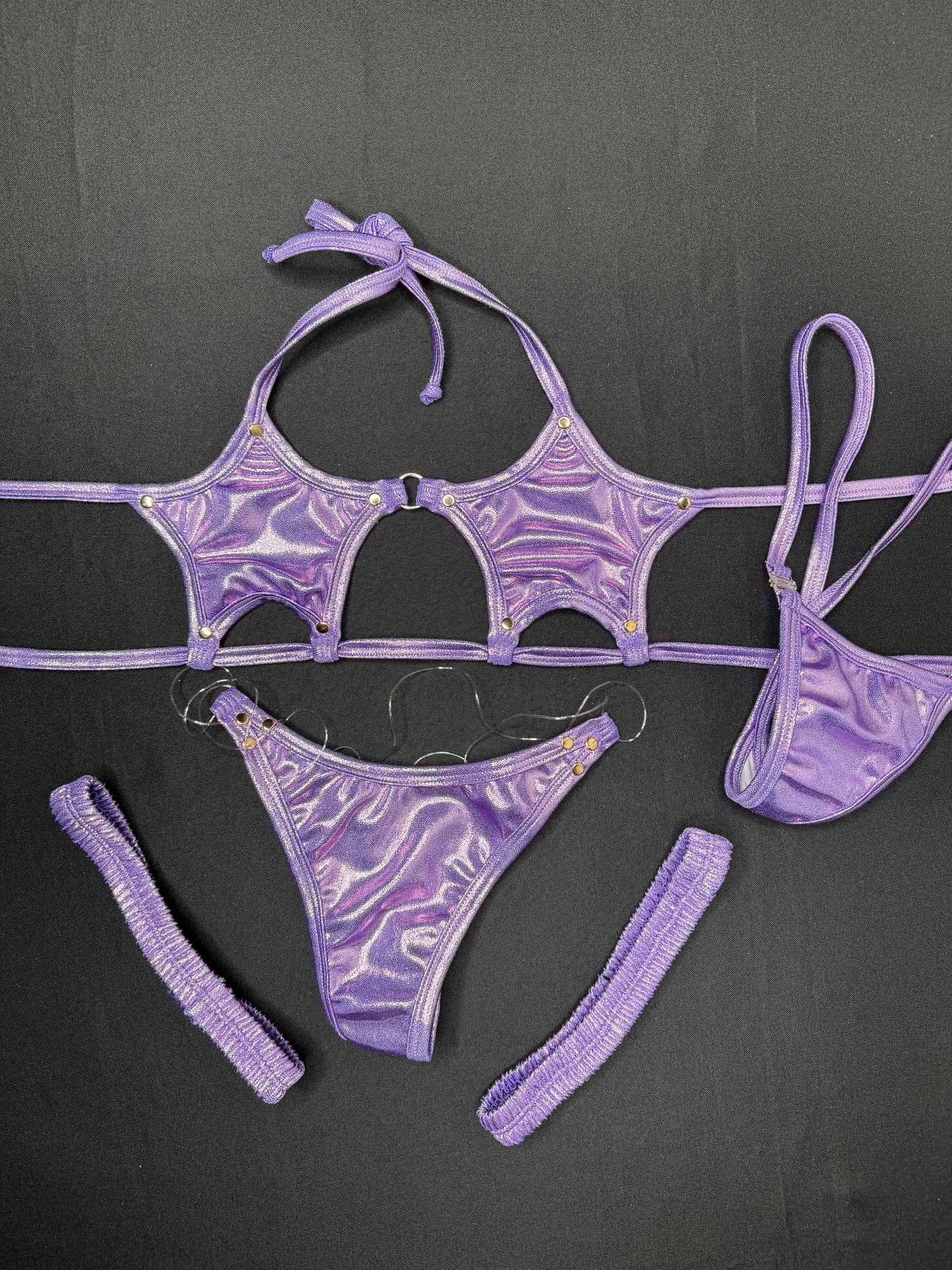 Two-Piece Lavender Stretch Fabric Star Top Outfit Dancewear