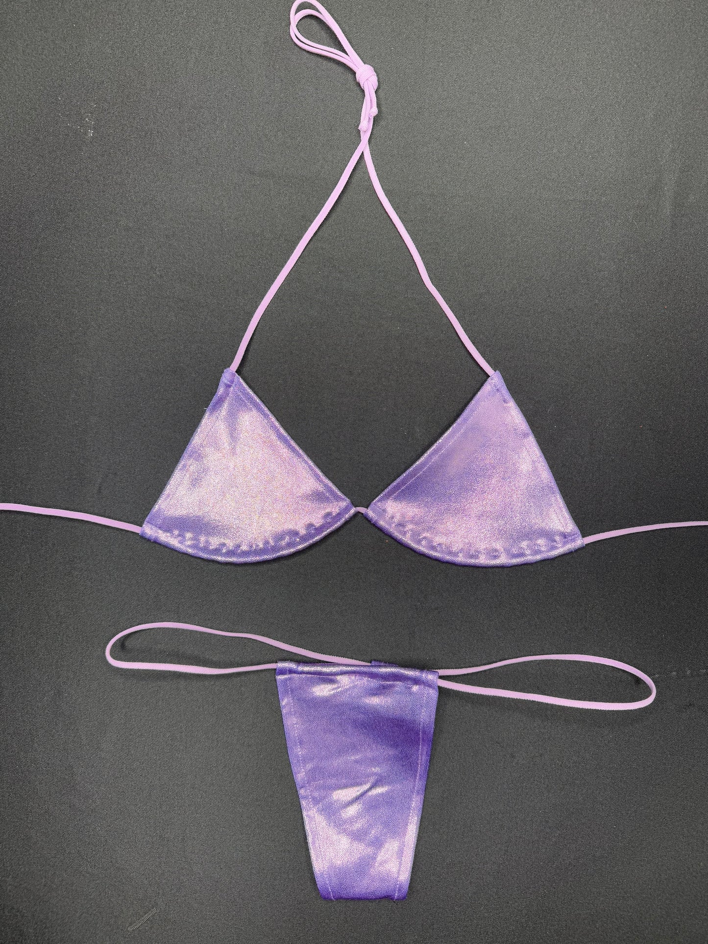 Lavender Two-Piece Micro Bikini Lingerie Outfit
