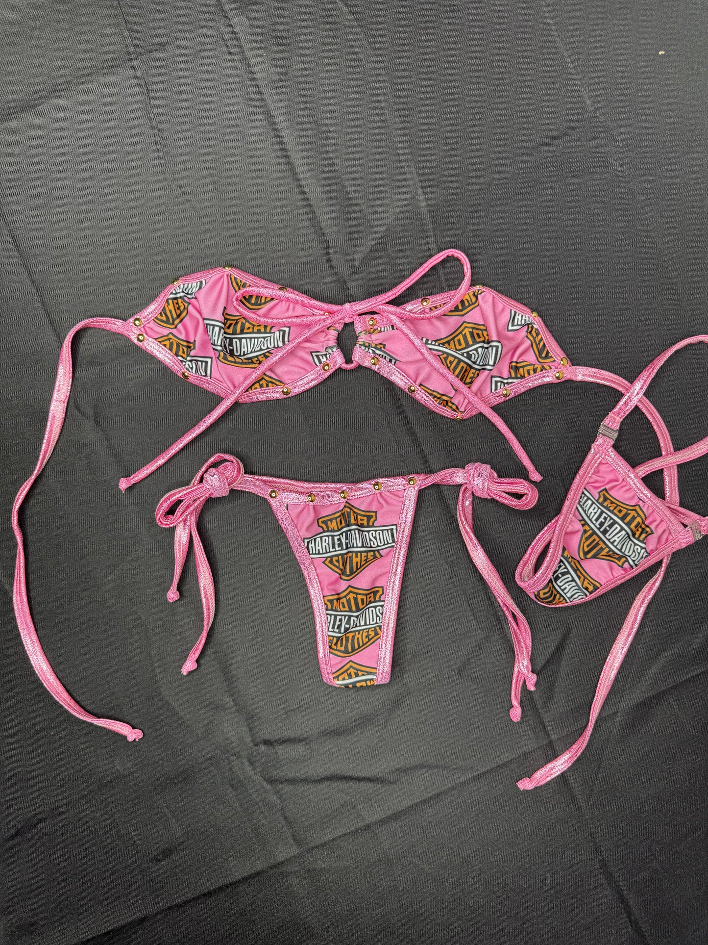 Metallic Pink/Pink Harley Two-Piece Lingerie Outfit