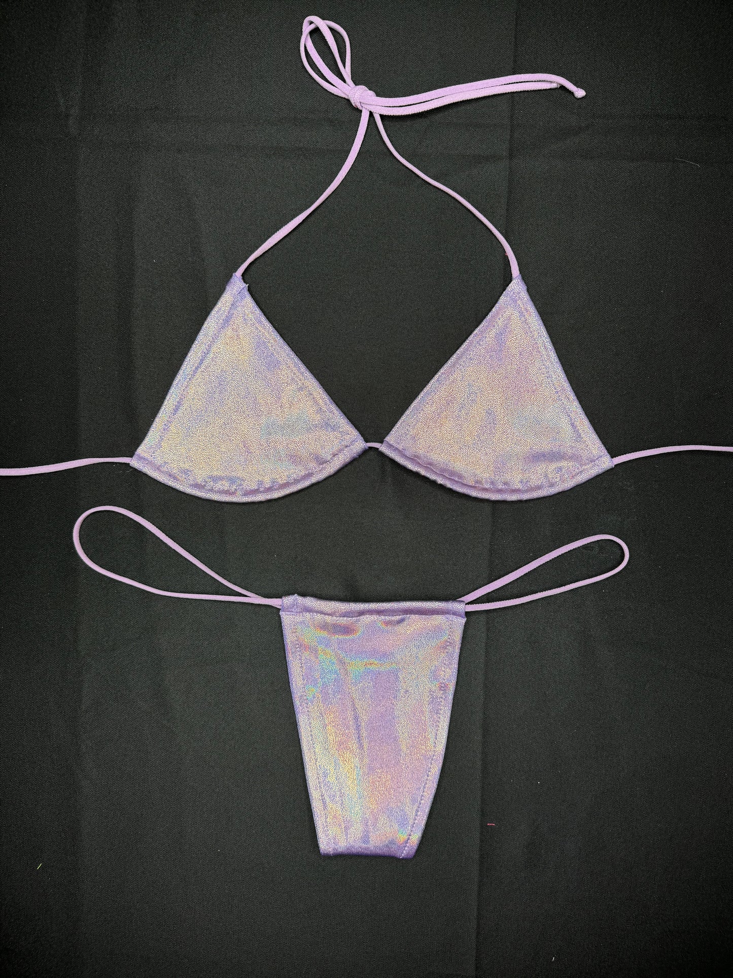 Mystic Lavender Two-Piece Micro Bikini Lingerie Outfit