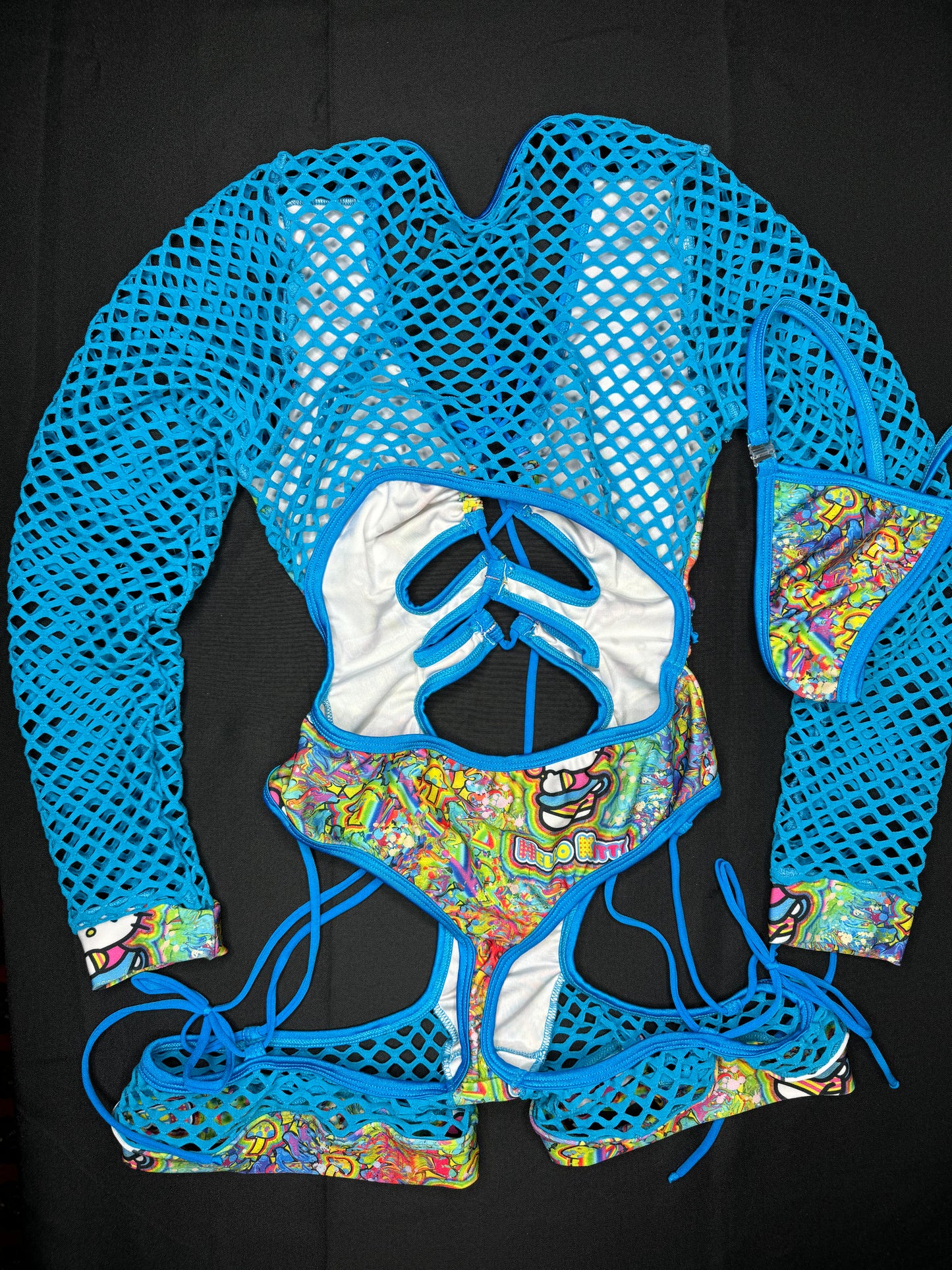 Turquoise Kitty One-Piece Romper Lingerie Outfit