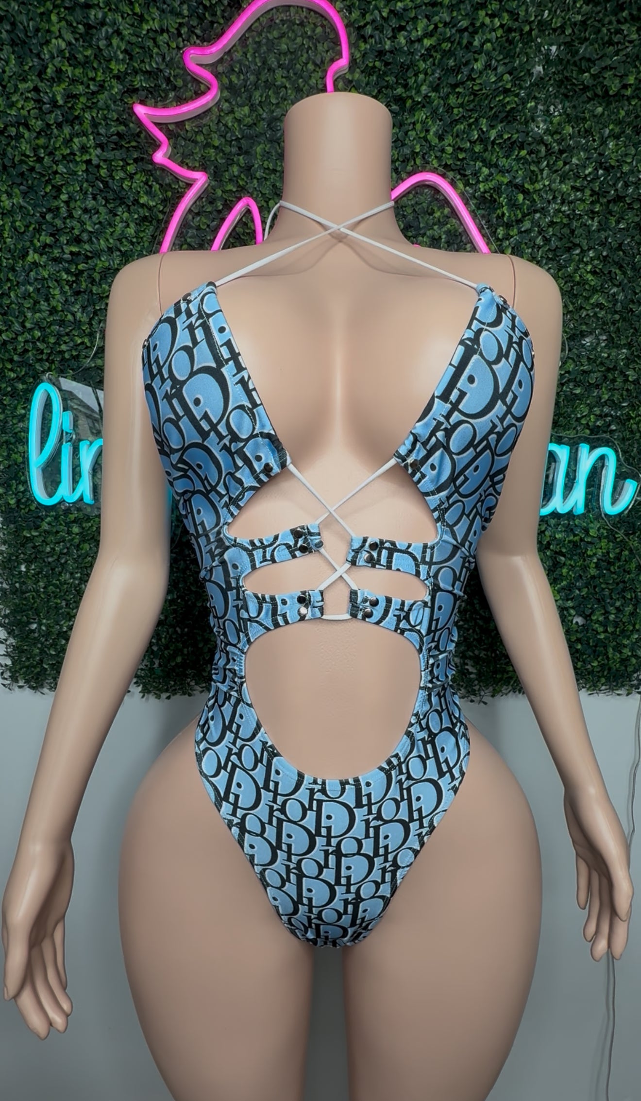 Baby Blue Designer One-Piece Lingerie Outfit