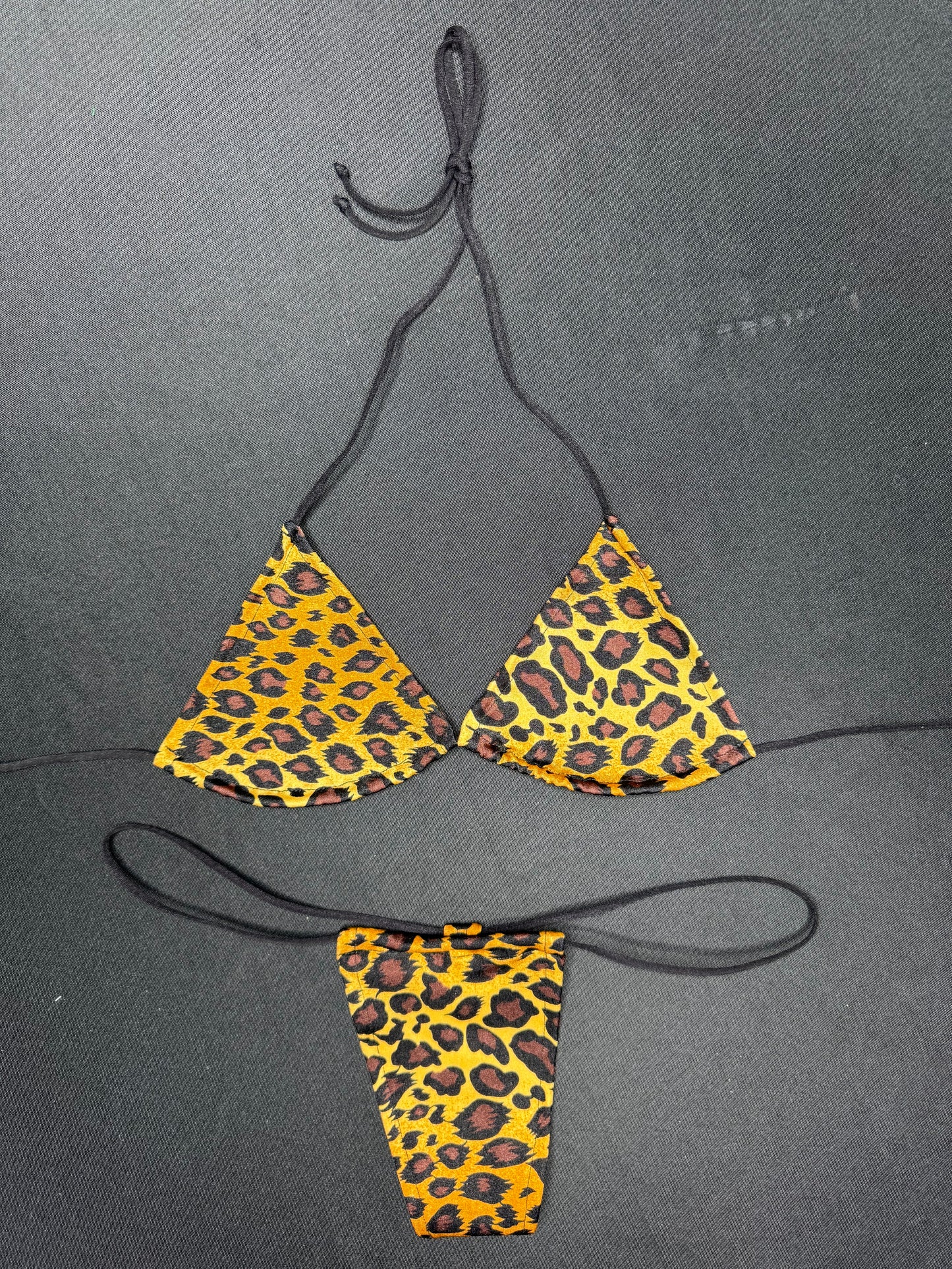 Animal Print Two-Piece Micro Bikini Lingerie Outfit