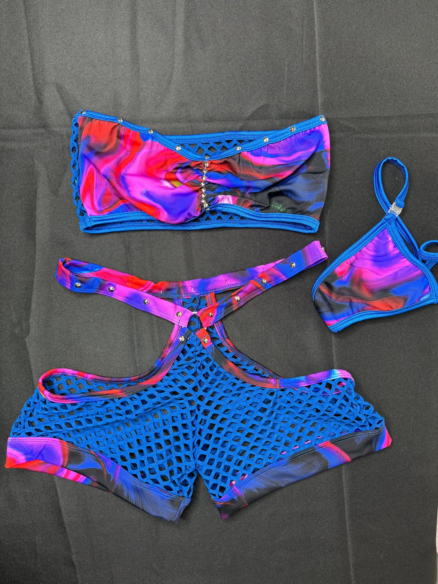 Purple/Royal Blue Lava Lamp Tube Top Two-Piece Exotic Dancer Outfit