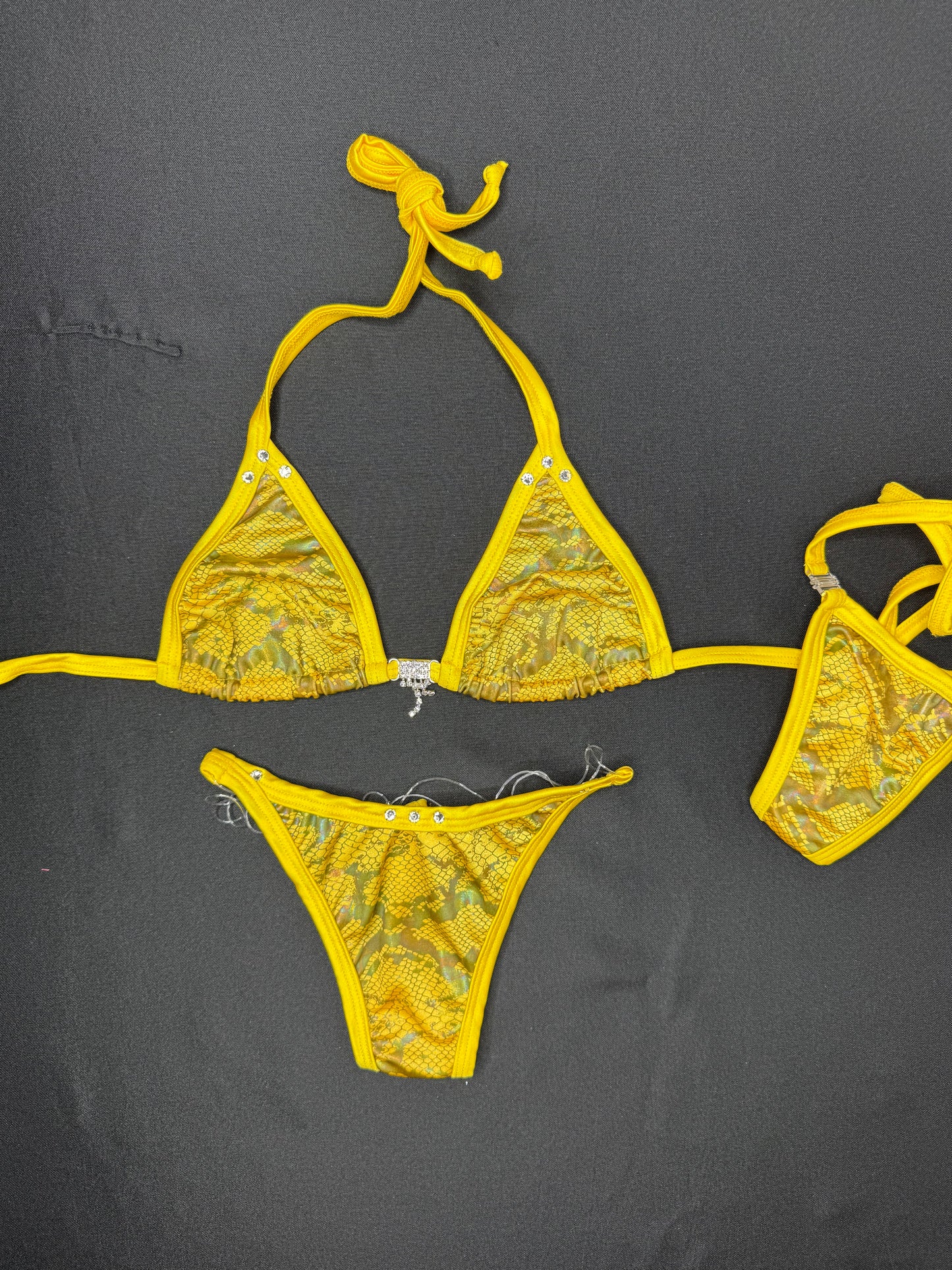 Yellow Snake Animal Print Two-Piece Bikini Lingerie Outfit