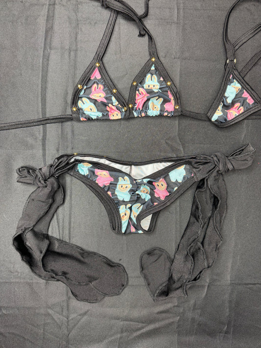 Black/Pink Spandex Bikini Lingerie Outfit