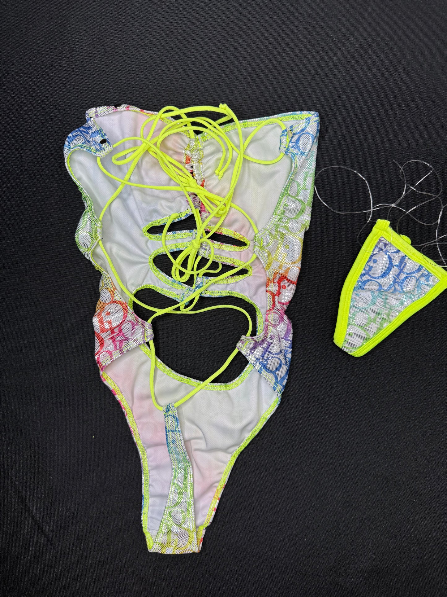 Designer Holographic Rainbow One-Piece Lingerie Outfit