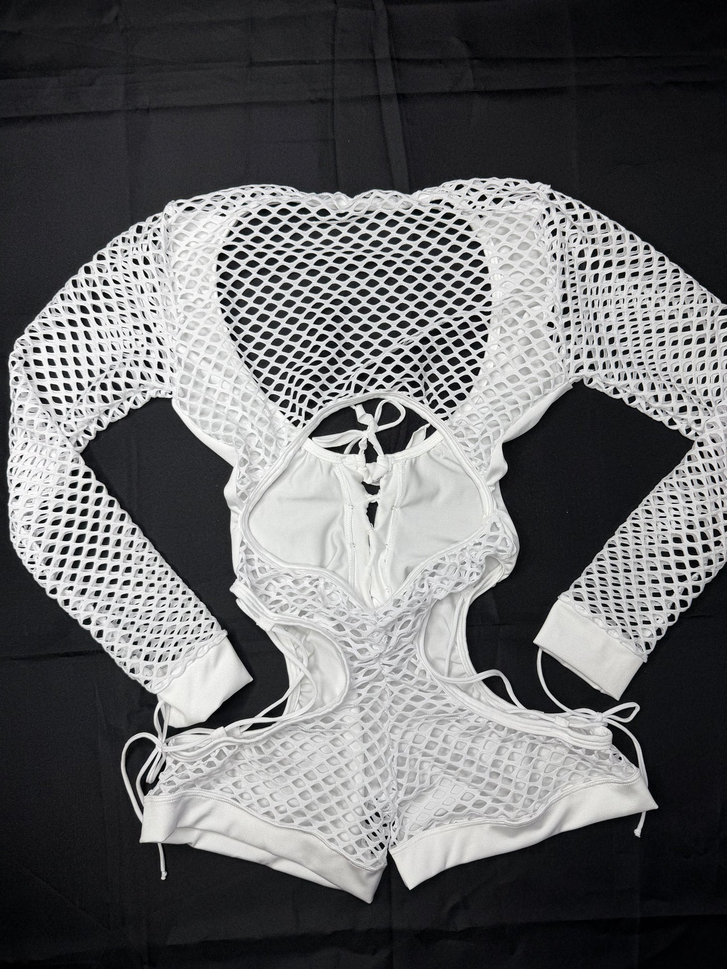 White Spandex Romper Lingerie Outfit