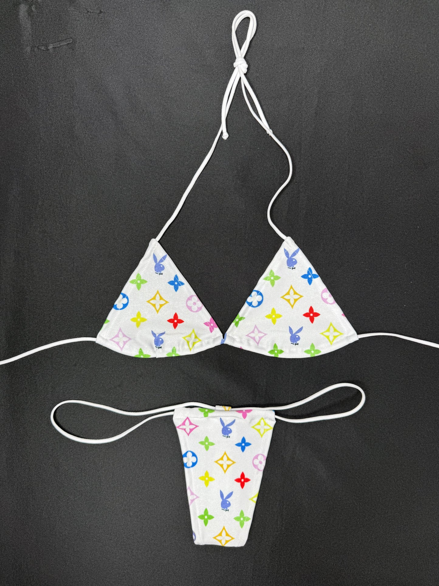 Designer Bunny Two-Piece Micro Bikini Lingerie Outfit