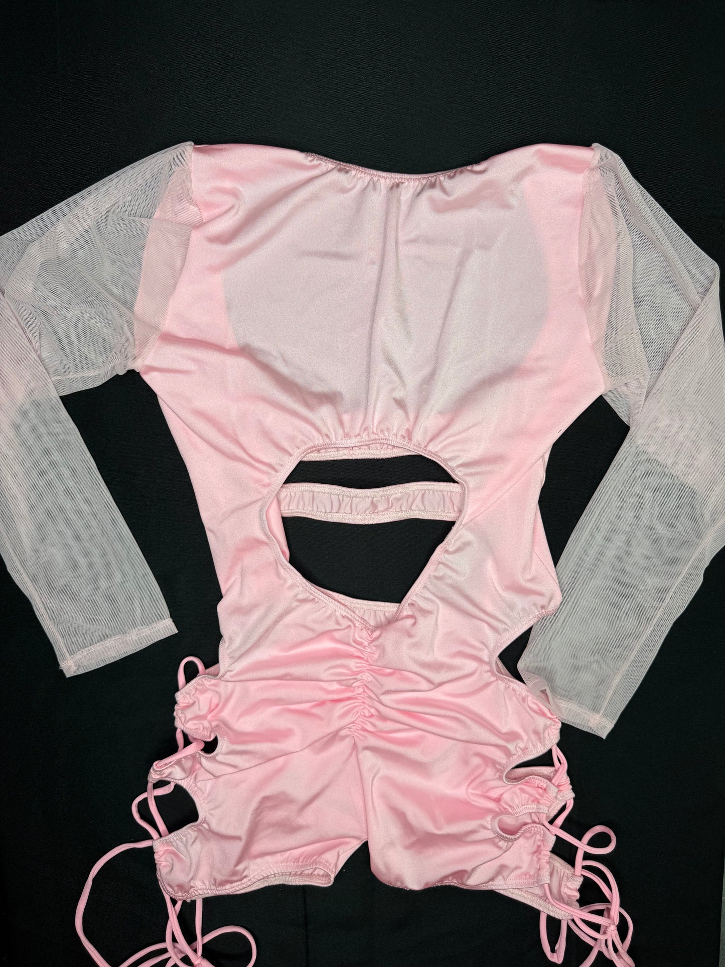 Baby Pink Mesh/Spandex One-Piece Lingerie Outfit