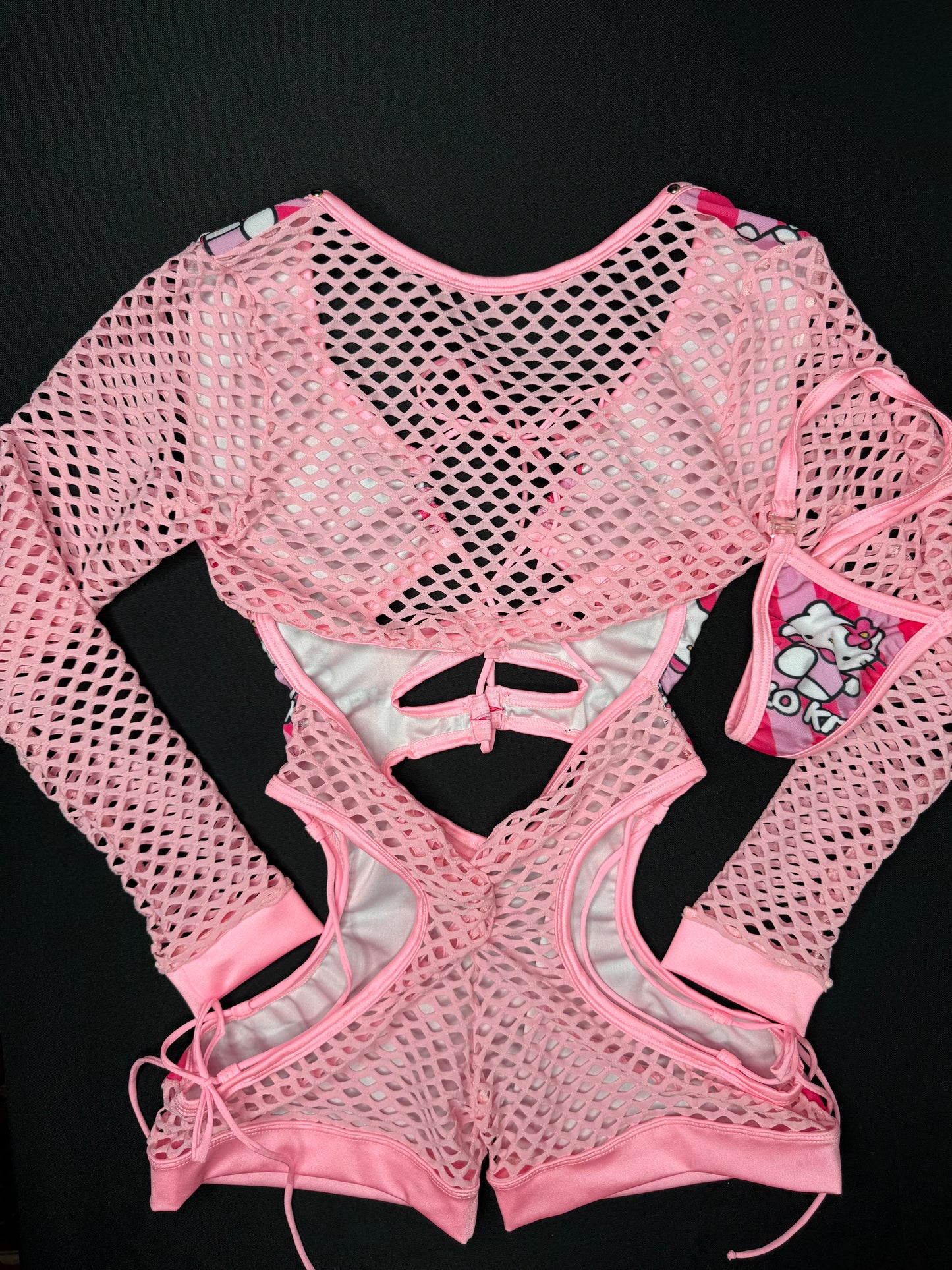 Pink/Baby Pink Kitty One-Piece Romper Lingerie Outfit