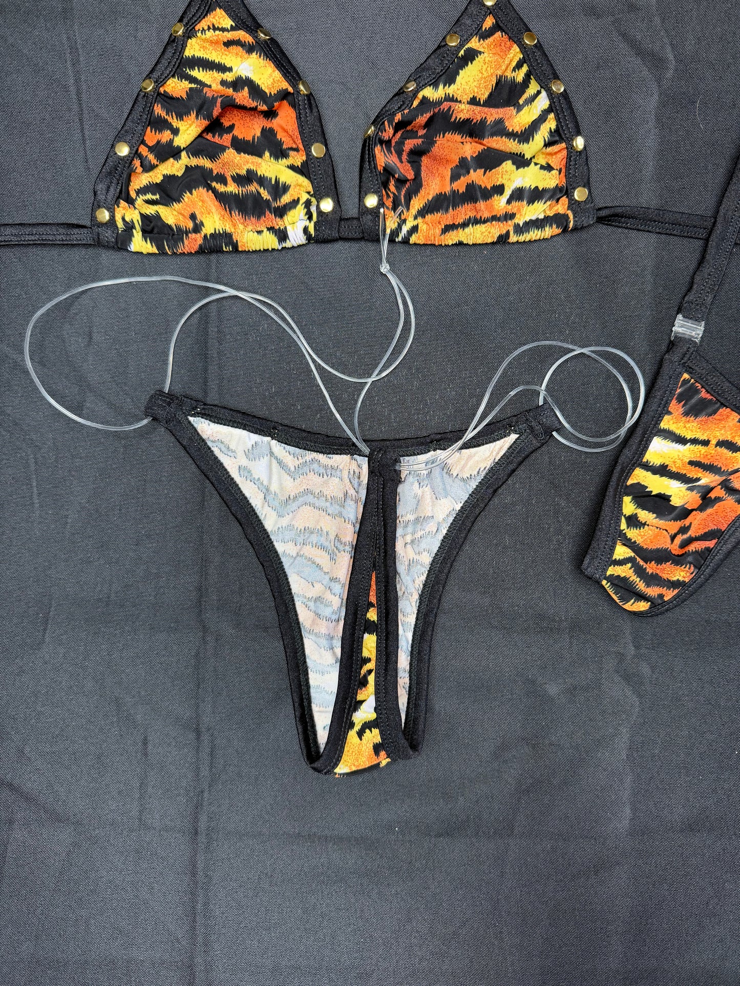 Tiger Animal Print Two-Piece Bikini Lingerie Outfit