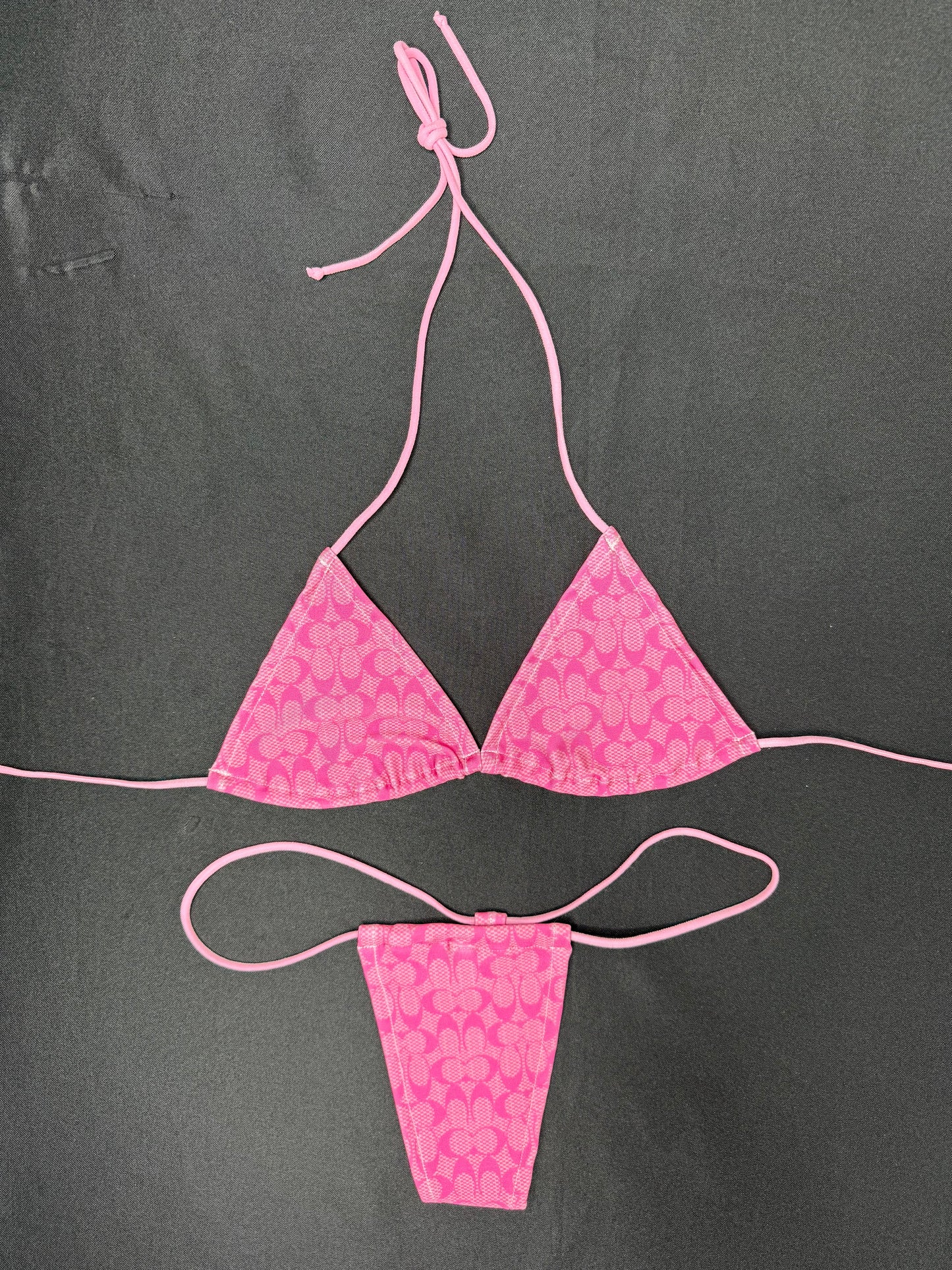 Baby Pink Designer Two-Piece Micro Bikini Lingerie Outfit