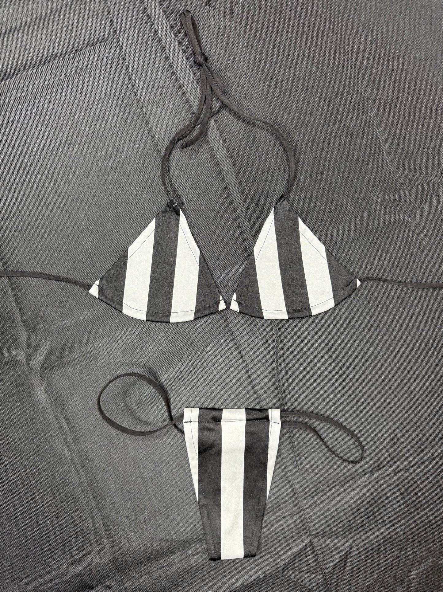 Referee Spandex Two-Piece Micro Bikini Lingerie Outfit