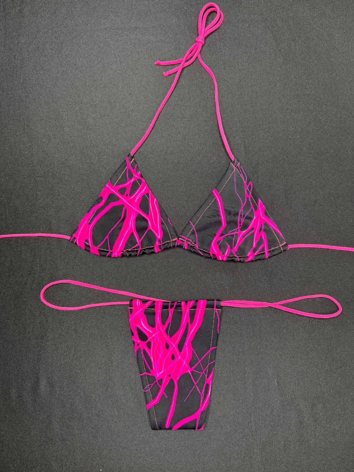 Pink Thunder Lightning Micro Bikini Lingerie Outfit
