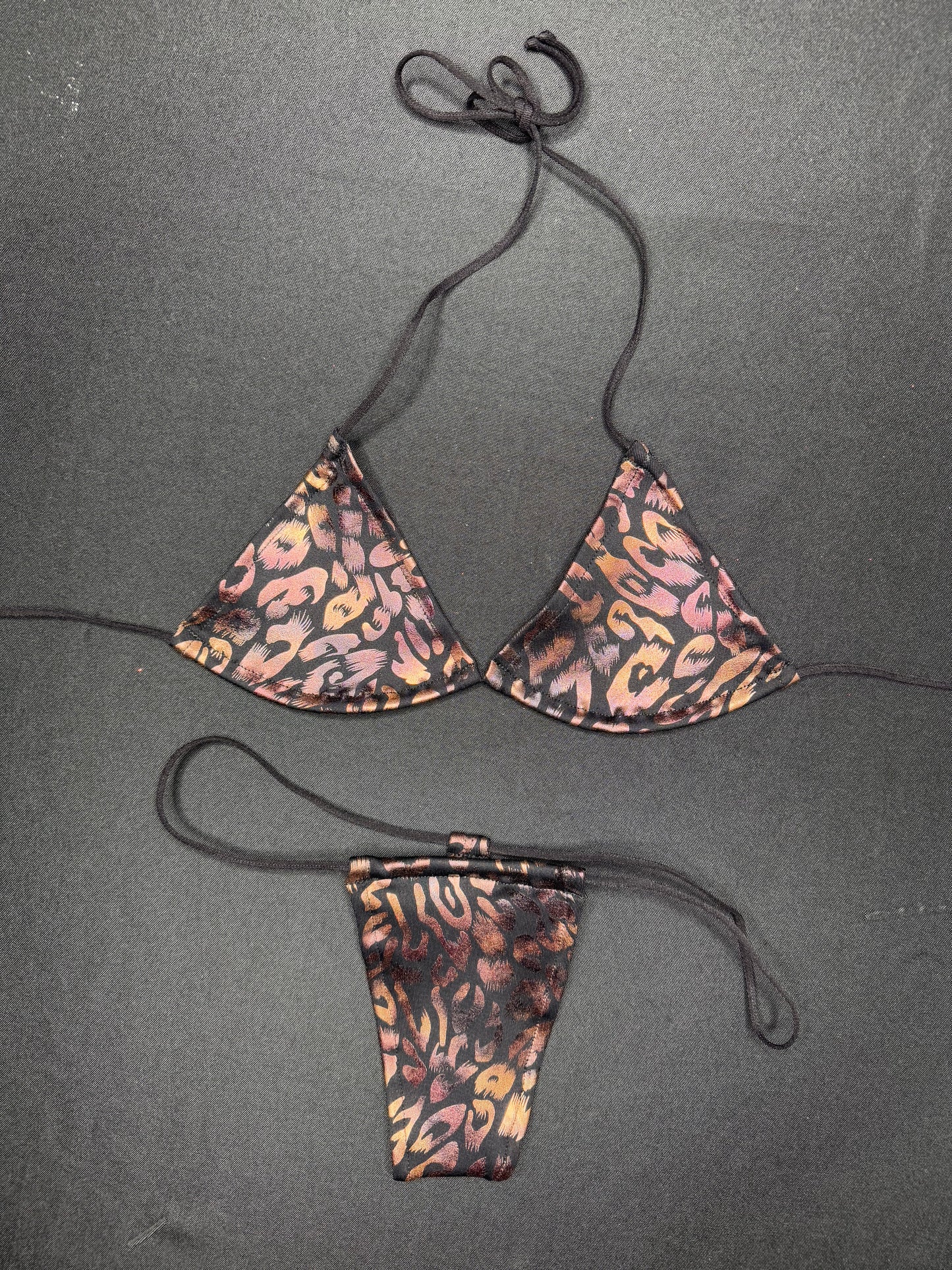 Leopard Animal Print Two-Piece Micro Bikini Lingerie Outfit