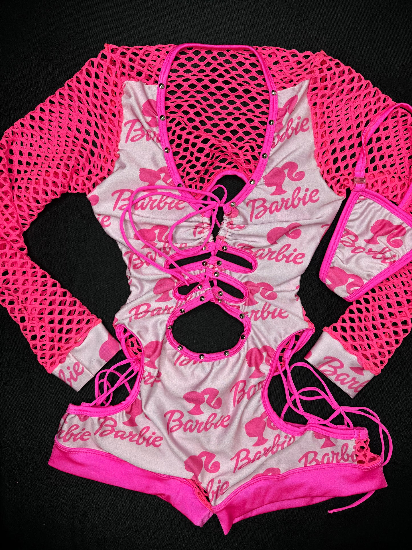 Hot Pink/Baby Pink Barbie One-Piece Romper Lingerie Outfit