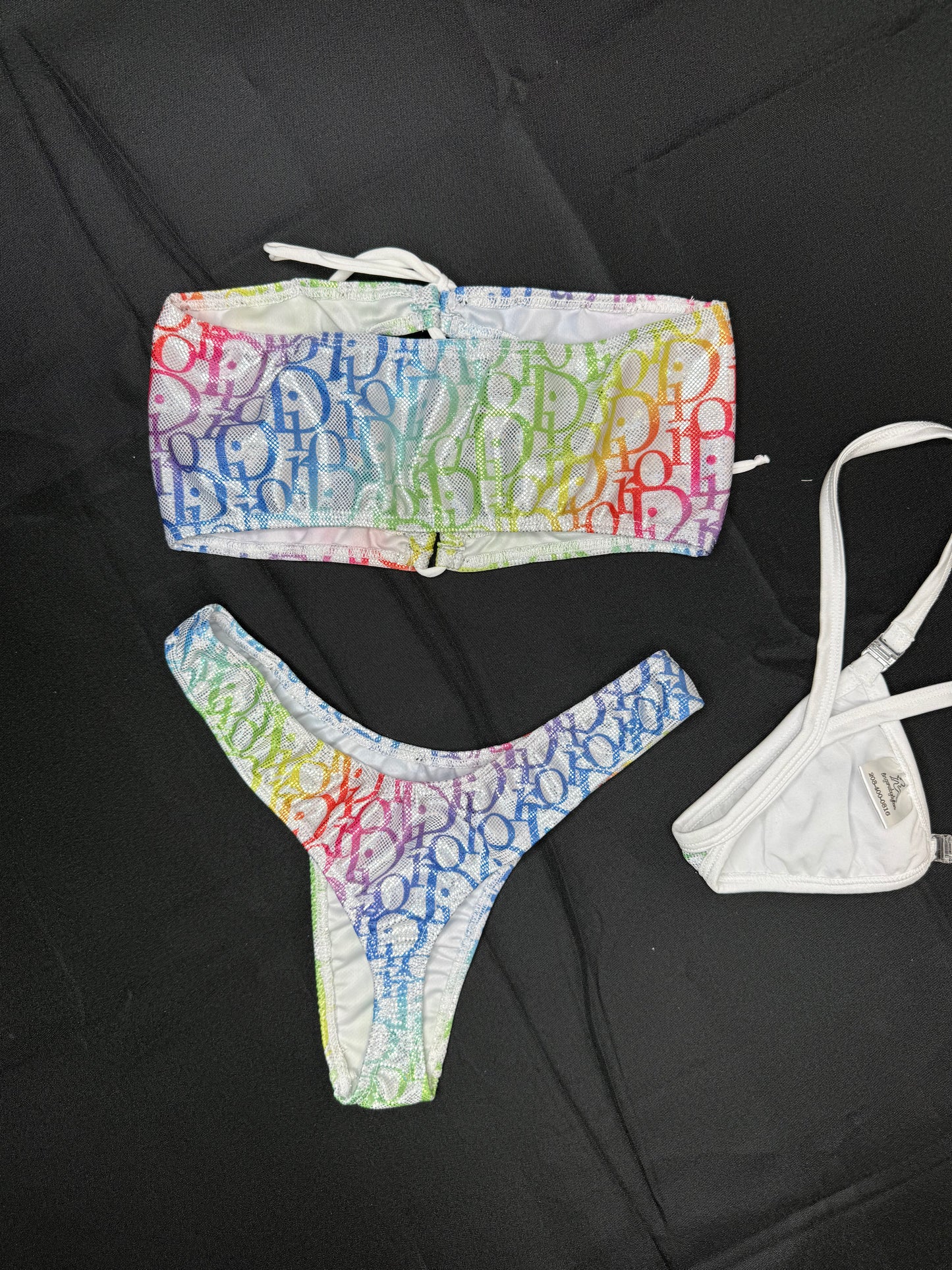 Rainbow Tube Top Cheeky Thong Two-Piece Lingerie Outfit
