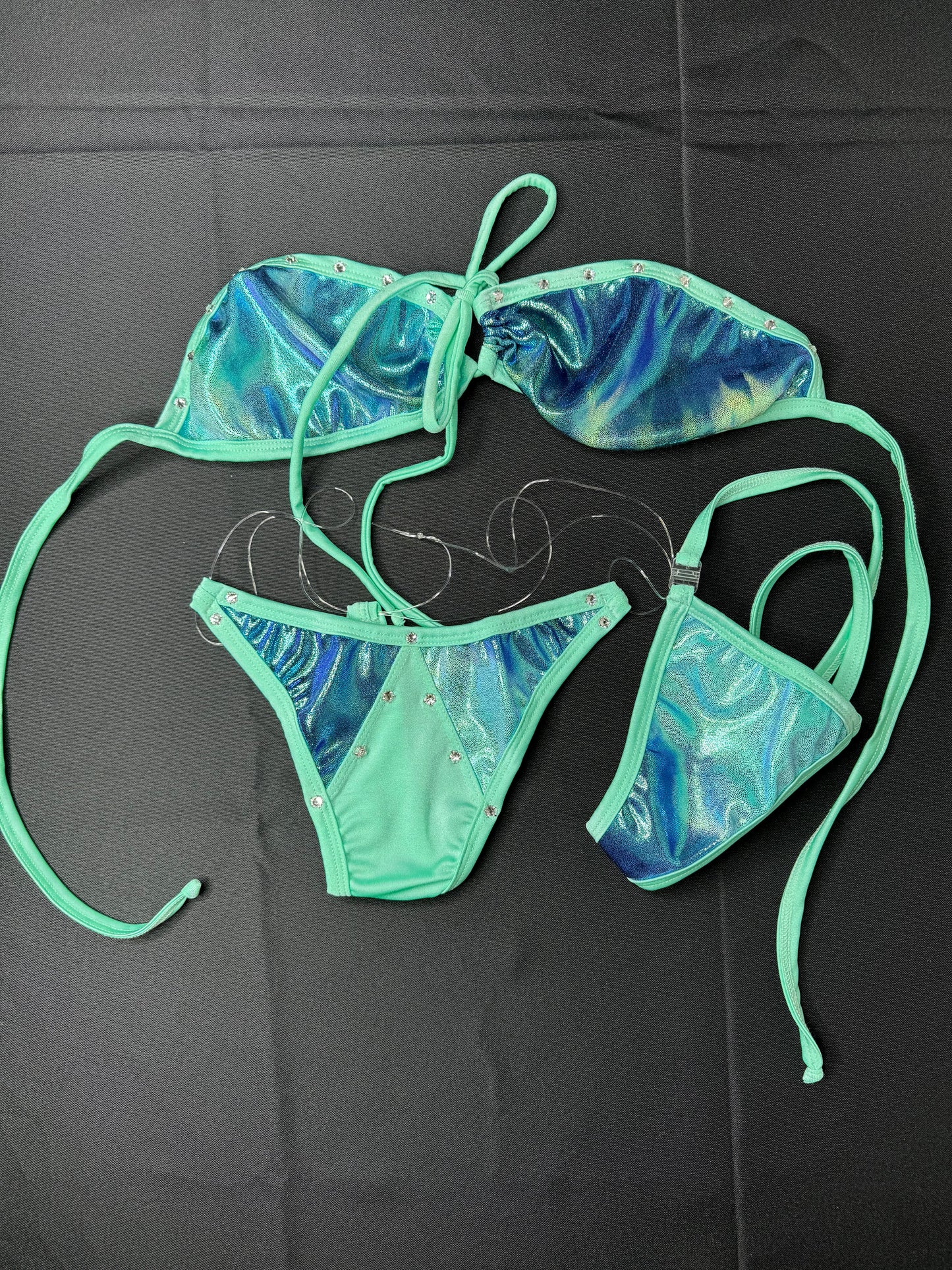 Aqua Two-Piece Stripper Outfit