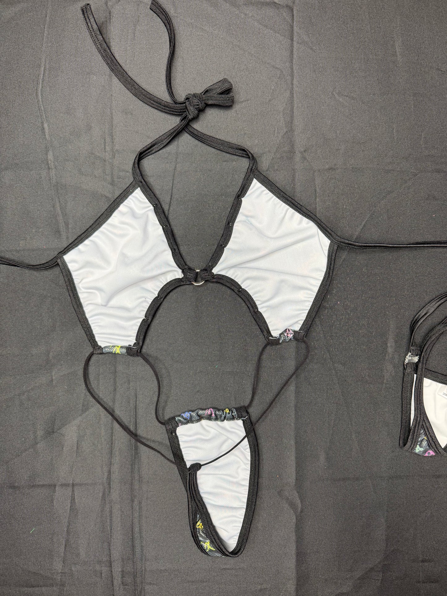 Designer Black Spandex Sling-Shot Lingerie Outfit