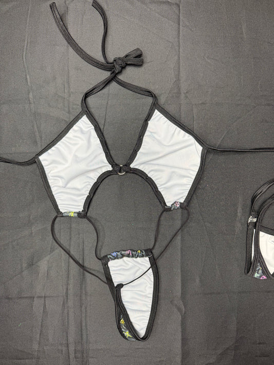 Designer Black Spandex Sling-Shot Lingerie Outfit