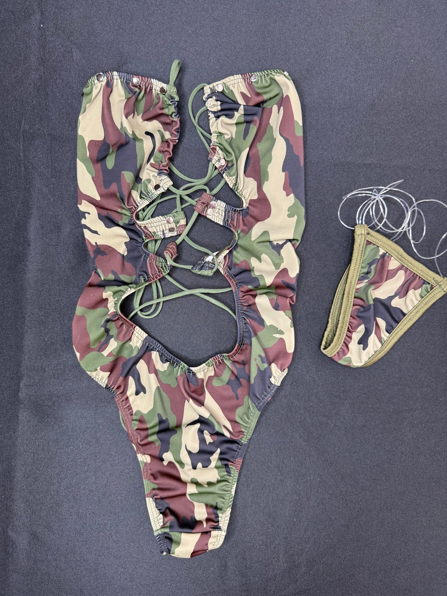 Camouflage Spandex One-Piece Lingerie Outfit