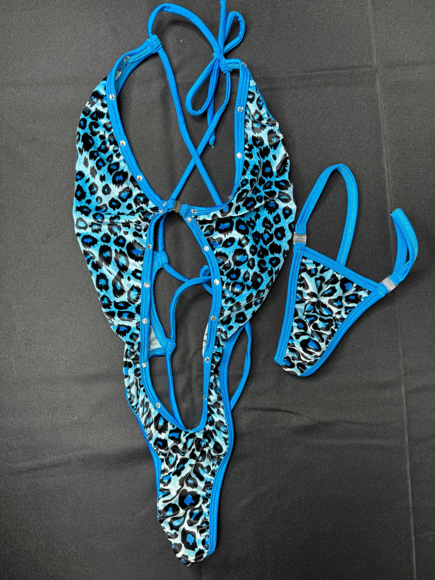 Blue Cheetah Print One-Piece Stripper Outfit