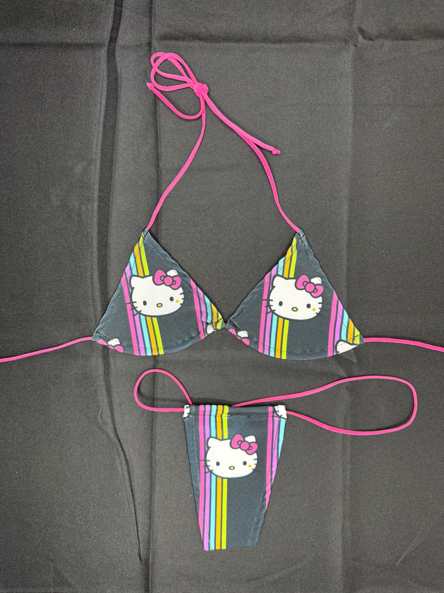 Kitty Spandex Two-Piece Micro Bikini Lingerie Outfit