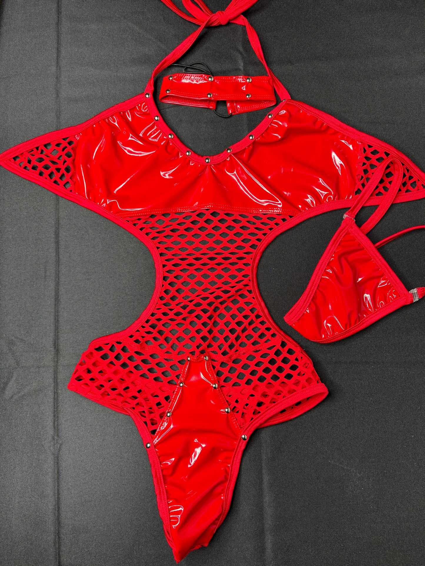 One-Piece Black Latex Dance Wear Lingerie Outfit Sensual