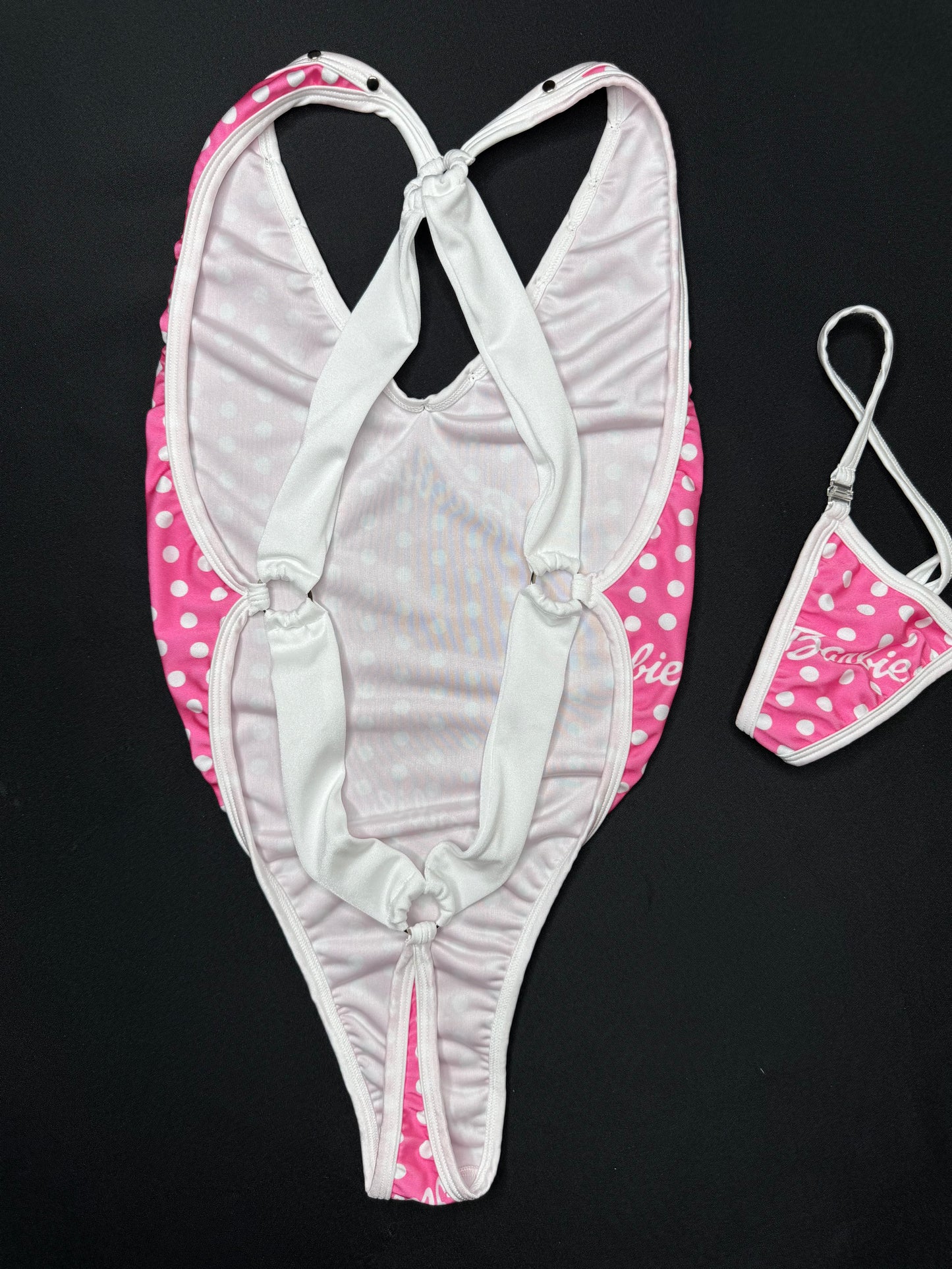 Pink Pokie Dot Designer One-Piece Lingerie Outfit