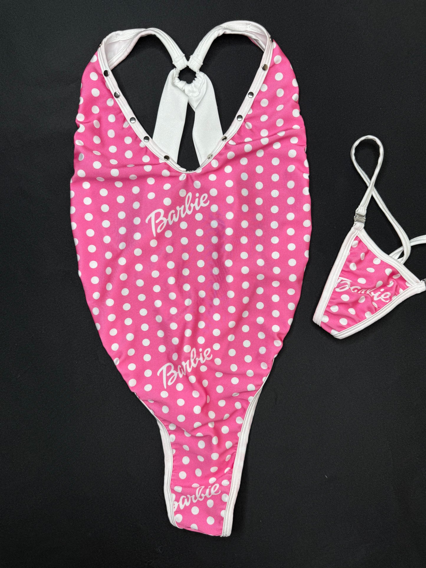 Pink Pokie Dot Designer One-Piece Lingerie Outfit