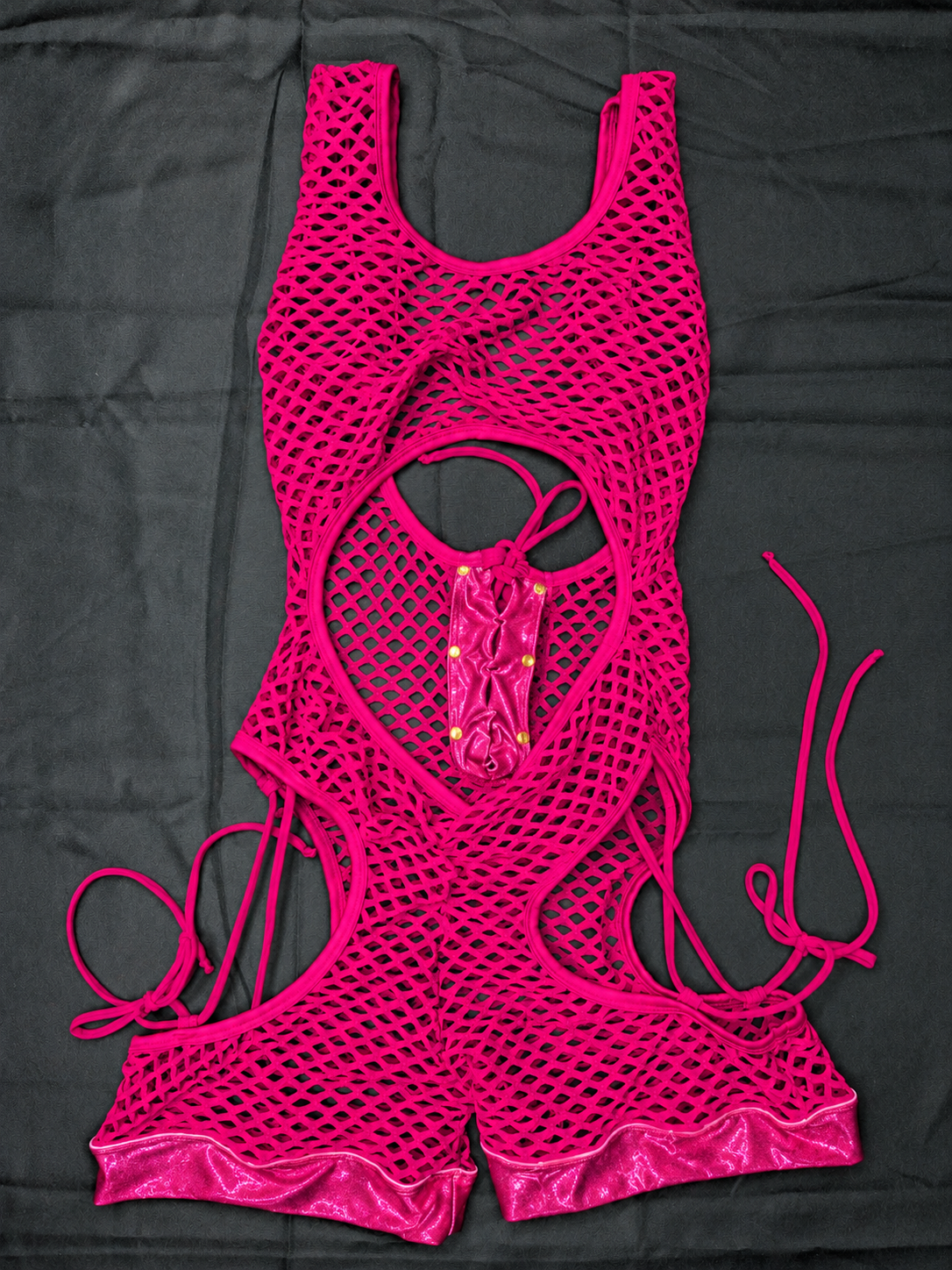 Fuchsia Net & Mystique Berry/Fuchsia Romper Lingerie Outfit