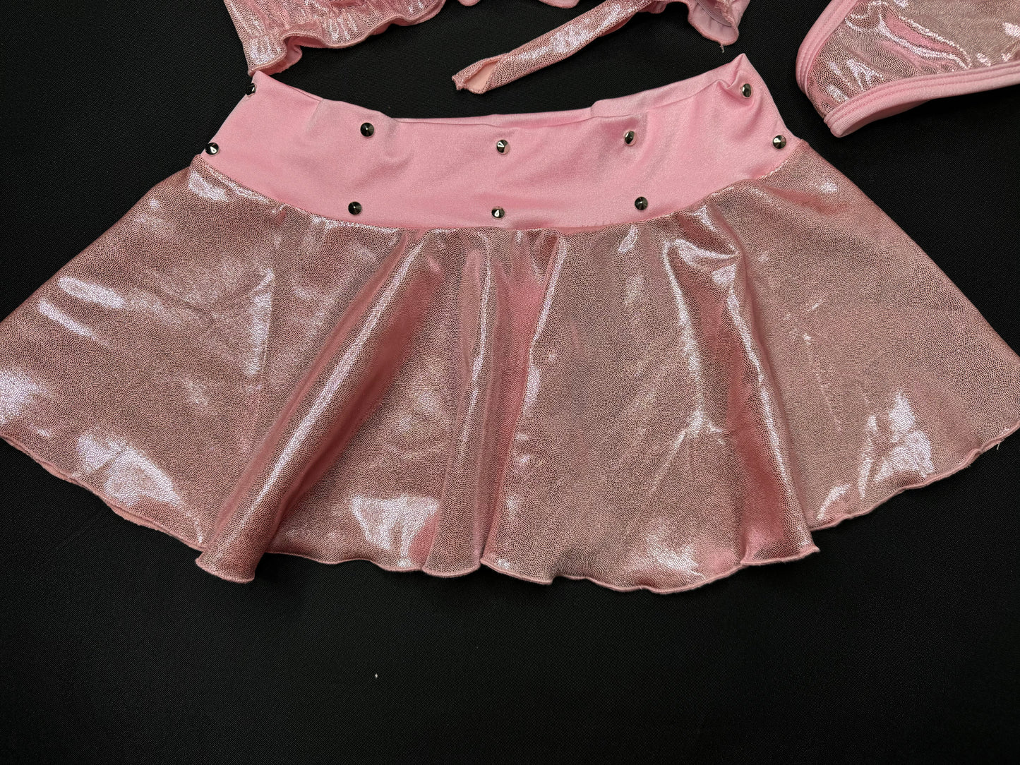 Mystic Pink/Baby Pink Two-Piece Skirt Lingerie Outfit
