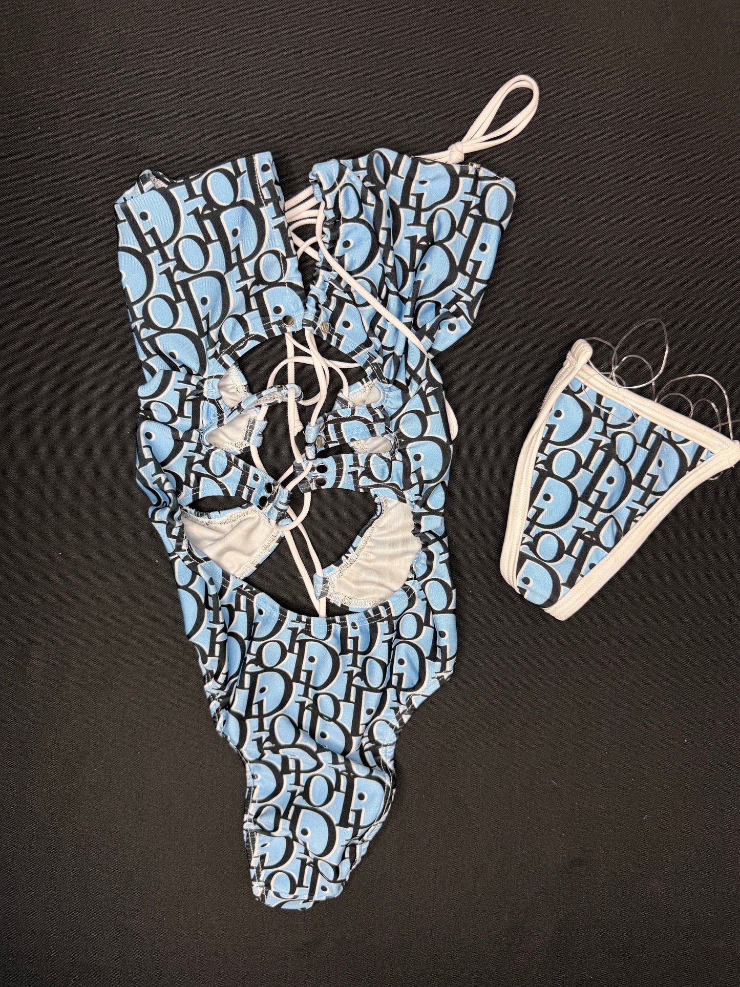 Baby Blue Designer One-Piece Lingerie Outfit