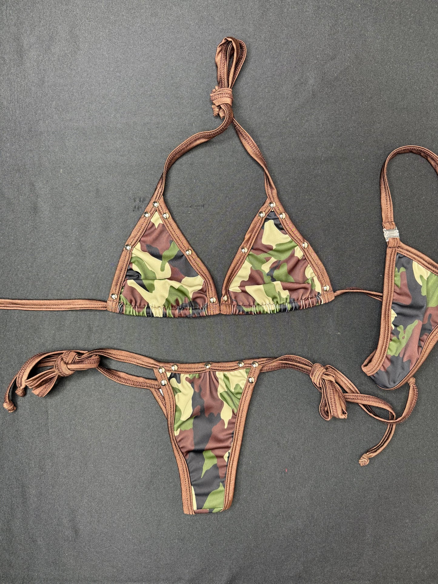 Mocha/Camouflage Two-Piece Bikini Lingerie Outfit