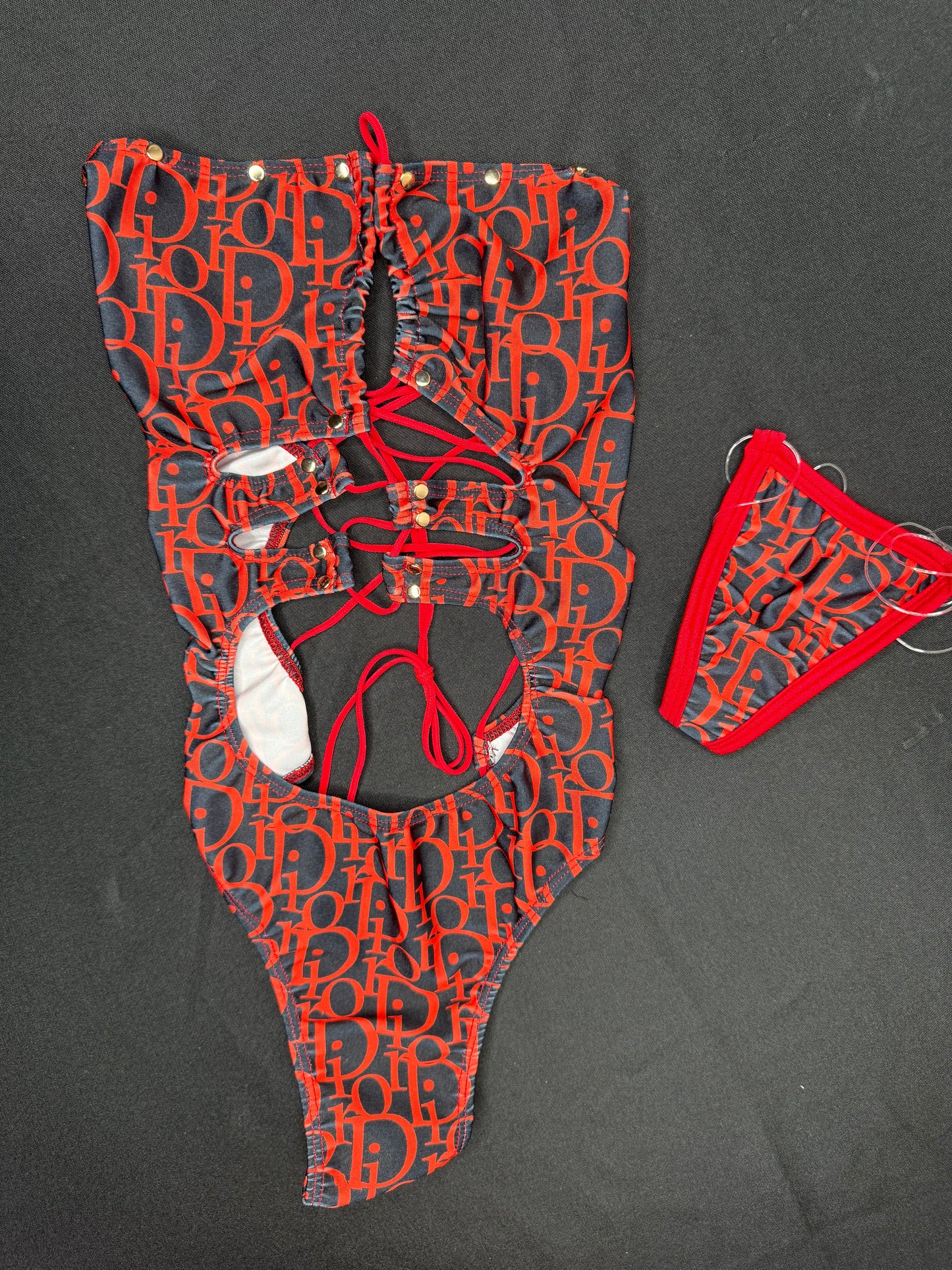 Red/Black Designer One-Piece Lingerie Outfit