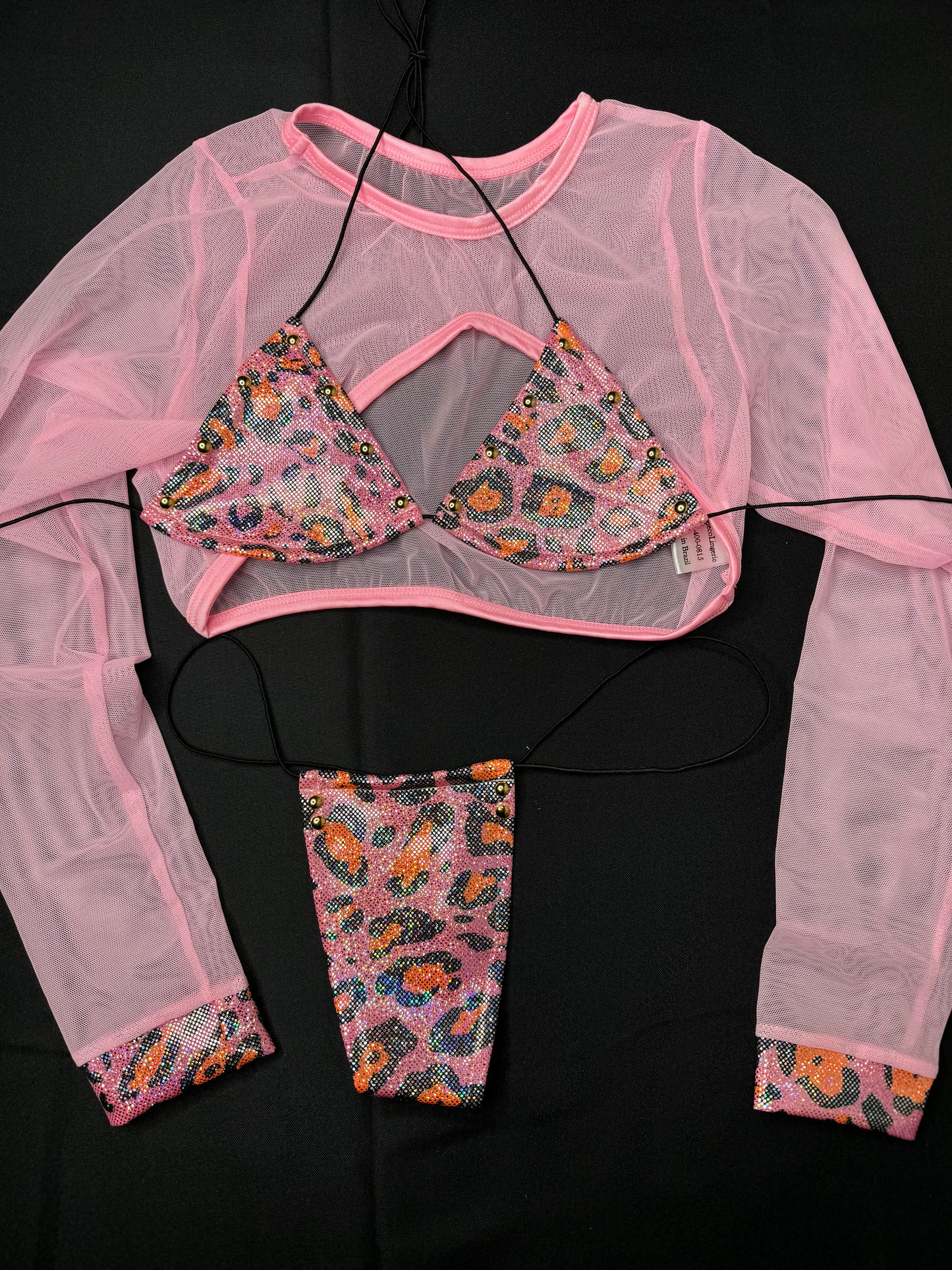 Holographic Cheetah Print Three-Piece Outfit