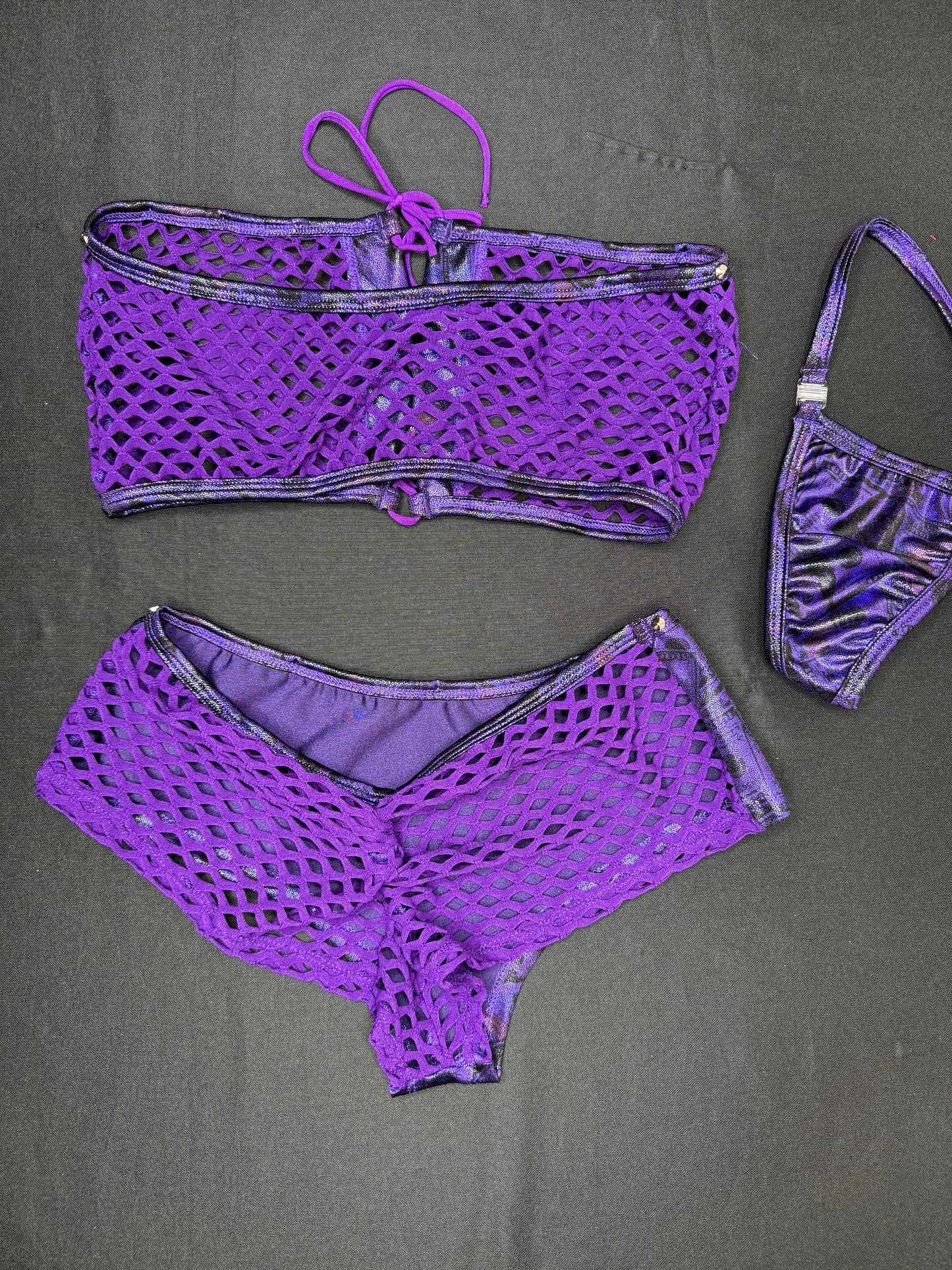 Purple Money Print Tube Top/Shorts Two-Piece Lingerie Outfit
