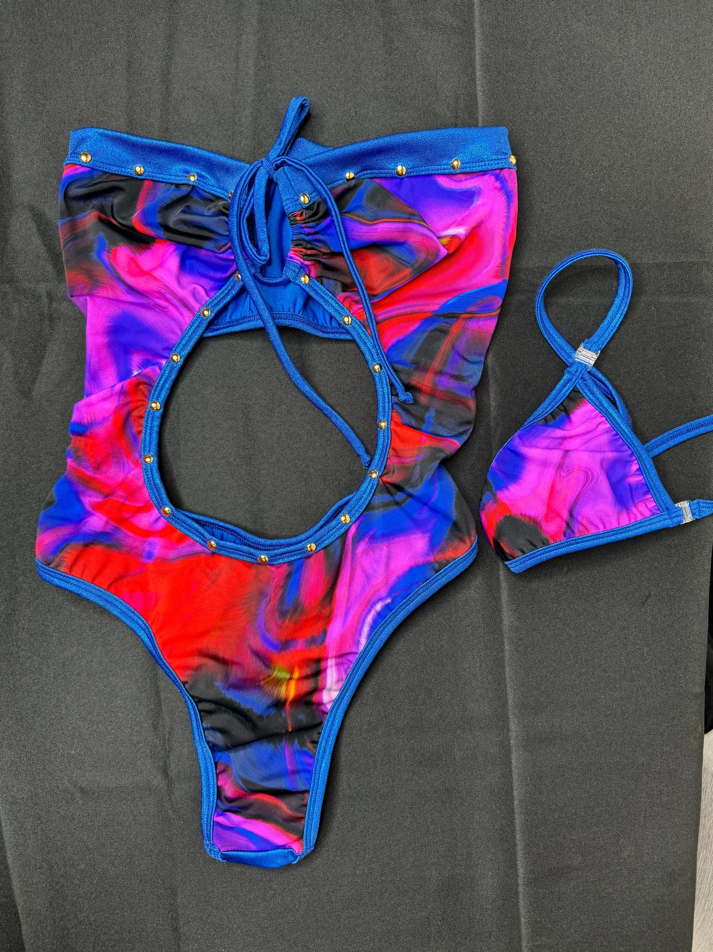 Purple/Pink Lava Lamp One-Piece Exotic Dancer Outfit