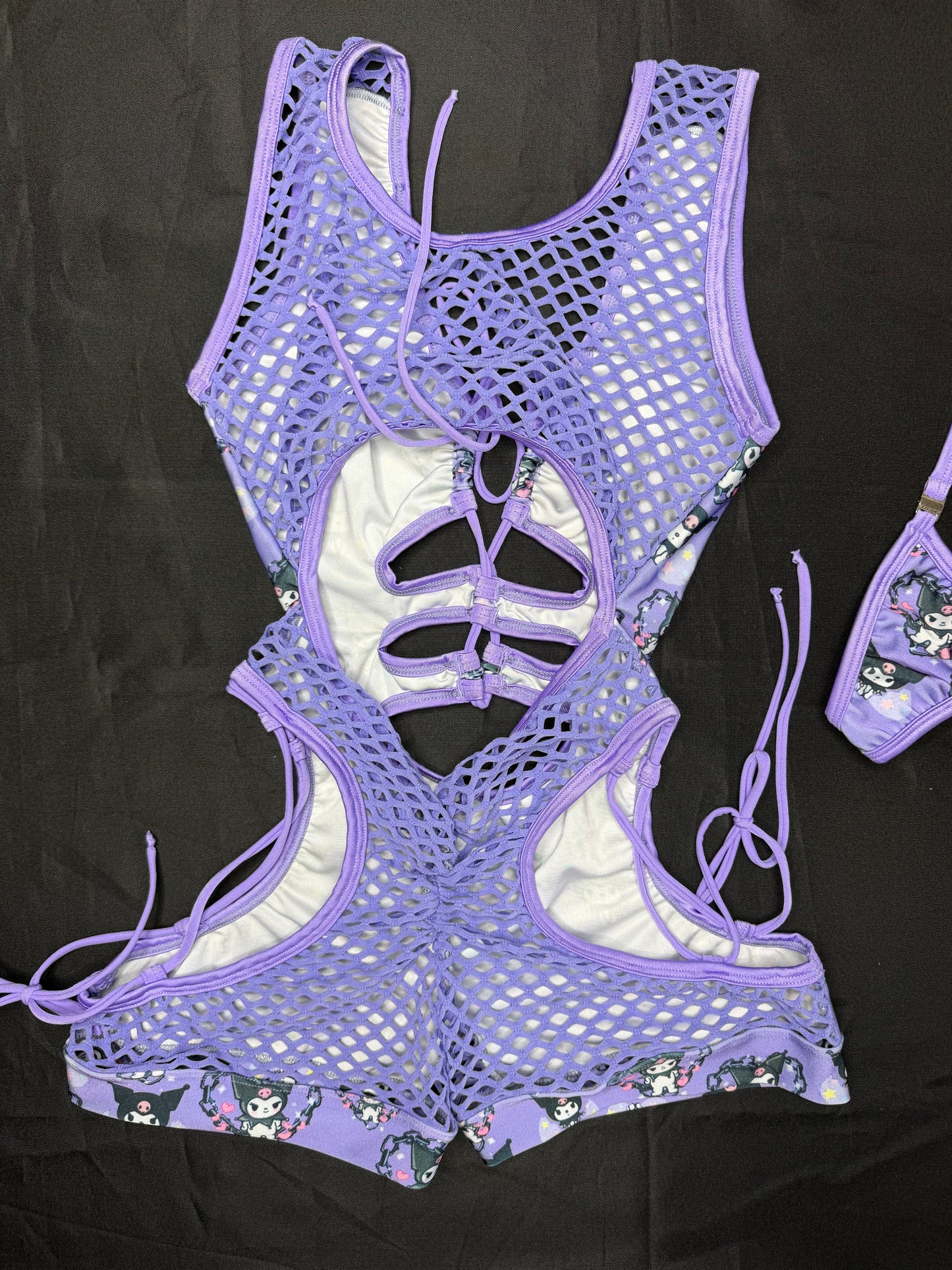 Purple Kuromi/Lavender Spandex Romper Lingerie Outfit