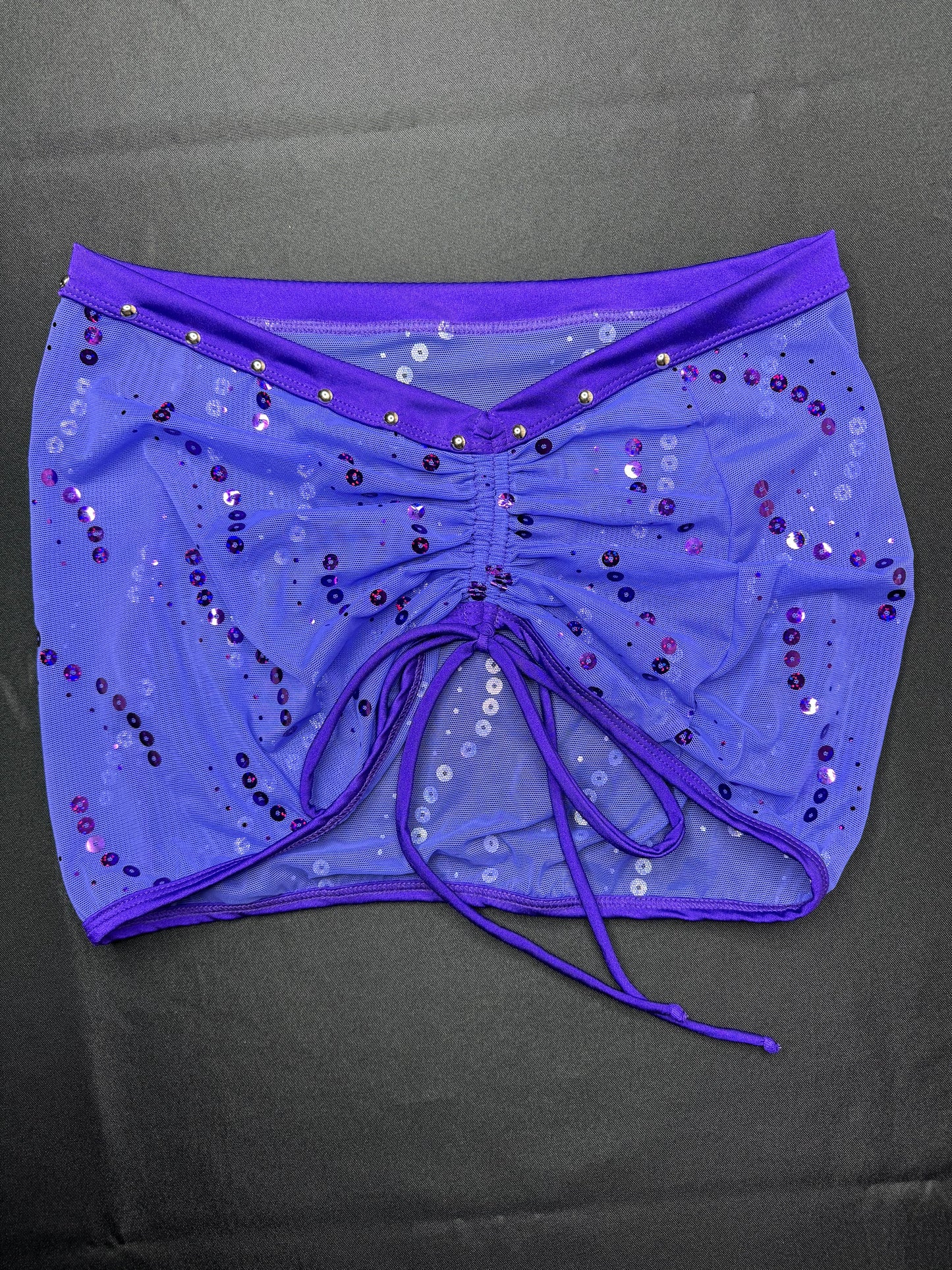 Two-Piece Purple Mesh Sling-Shot Skirt Lingerie Outfit