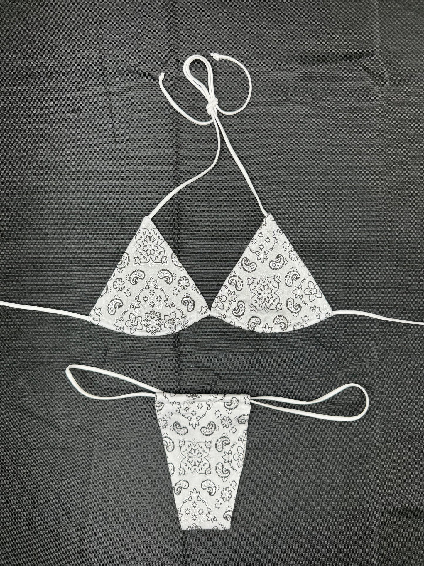 White Bandana Two-Piece Micro Bikini Lingerie Outfit
